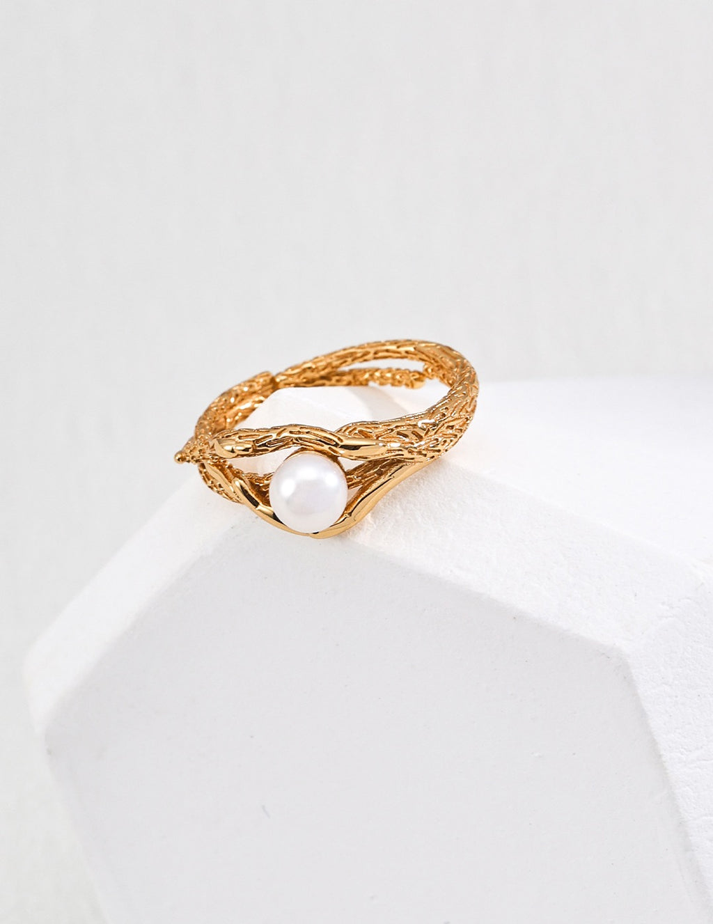 WOOD GRAIN AND PEARL RING (R-00003)