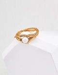 WOOD GRAIN AND PEARL RING (R-00003)
