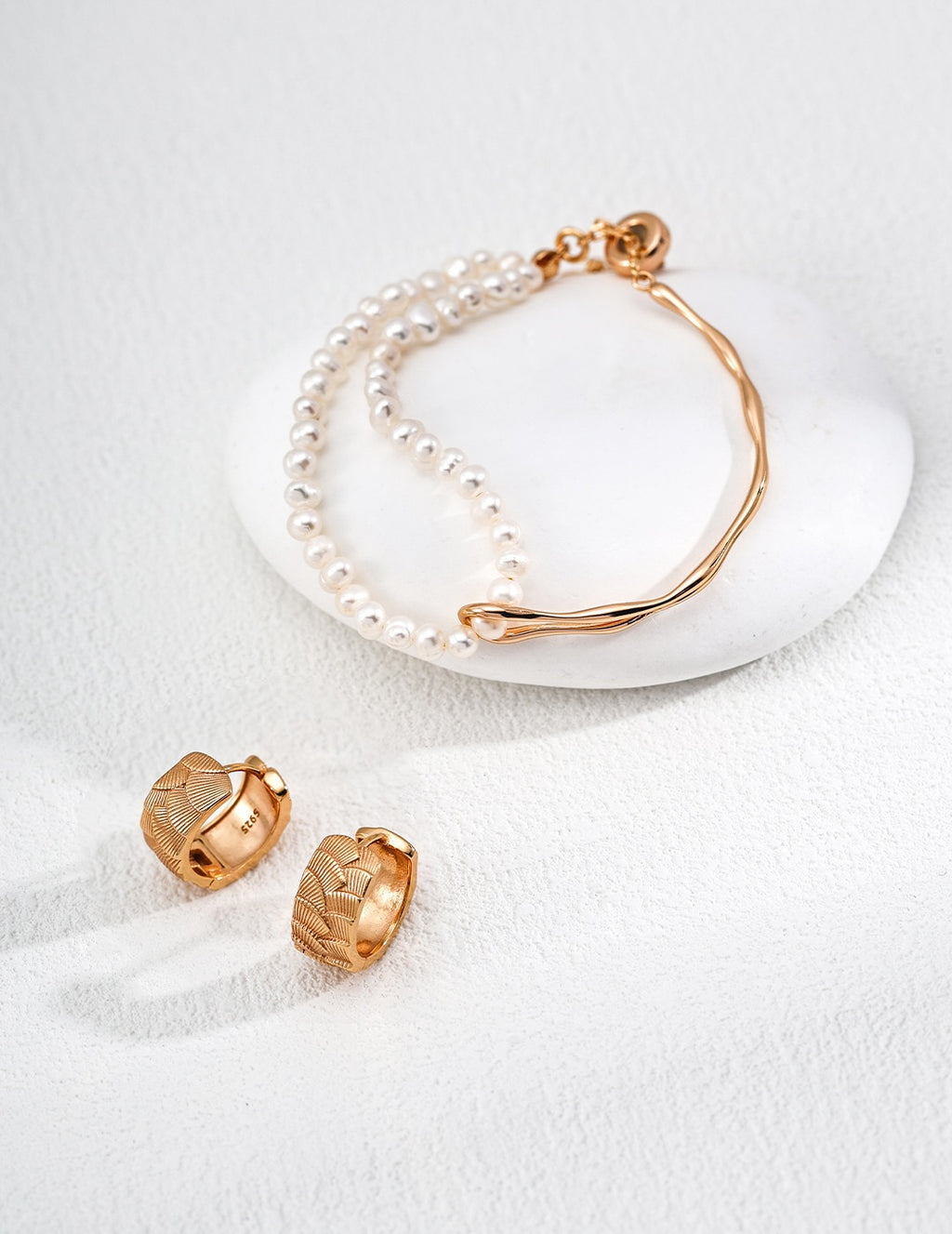 THE DOUBLE PEARLS HALF BANGLE