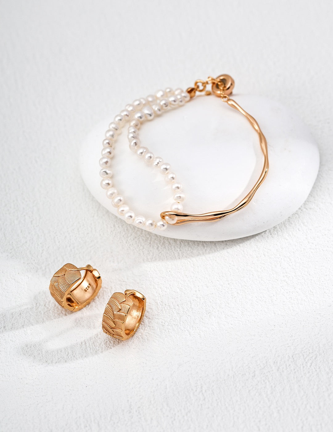 THE DOUBLE PEARLS HALF BANGLE