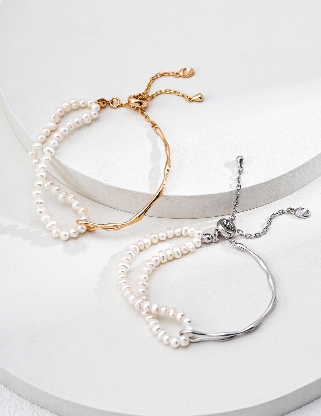 THE DOUBLE PEARLS HALF BANGLE