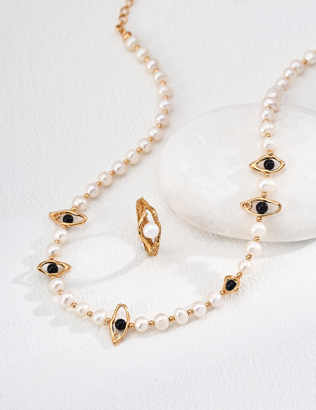 WOOD GRAIN AND PEARL RING (R-00003)