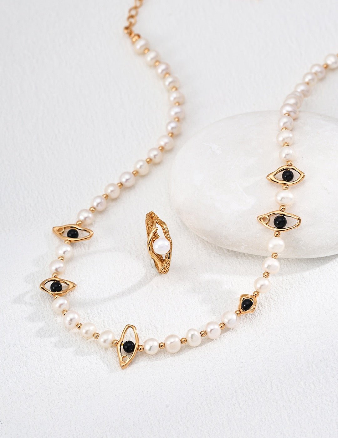 WOOD GRAIN AND PEARL RING (R-00003)