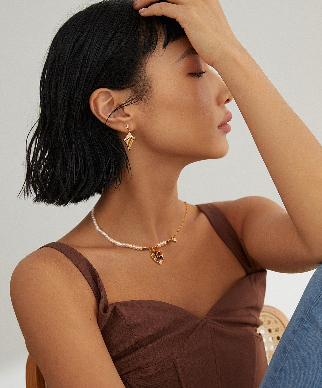 IRREGULAR PINK HEART NECKLACE