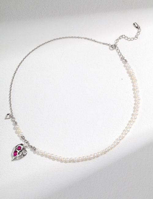 IRREGULAR PINK HEART NECKLACE